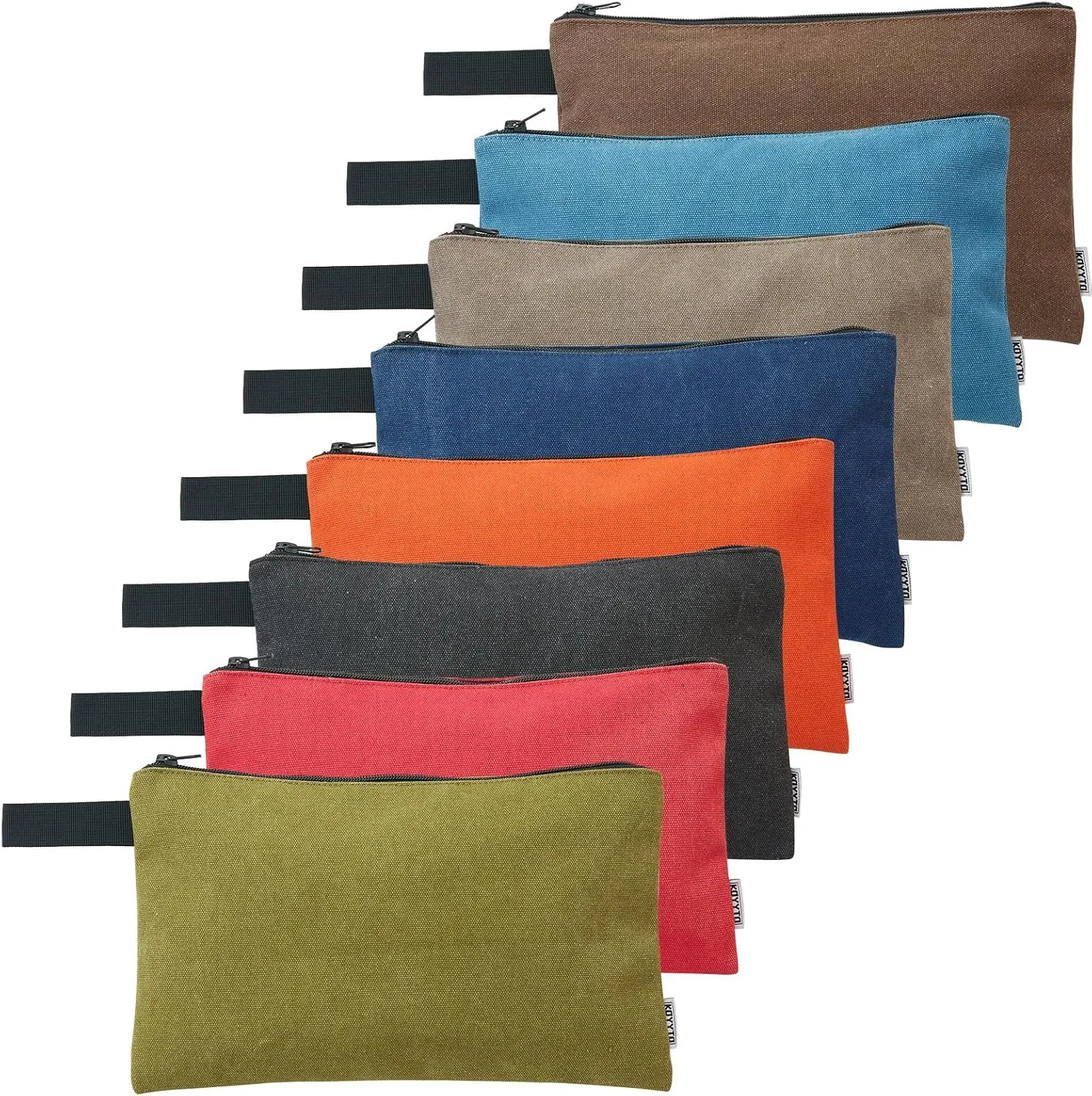 8 Pack Canvas Tool Pouch with Zipper,Upgrade 16 oz Heavy Duty Small Tool Bag,Multipurpose Organizer Utility Tool Bag,for Tools,Office Supplies,Cosmetics,Stationary