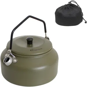 900ml Camping Kettle Aluminum Alloy Coffee & Tea Pot Outdoor Camping Portable Boiling Water Jug Lightweight Picnic Traveling Teakettle with Folding Handle & Storage Bag (Army Green)
