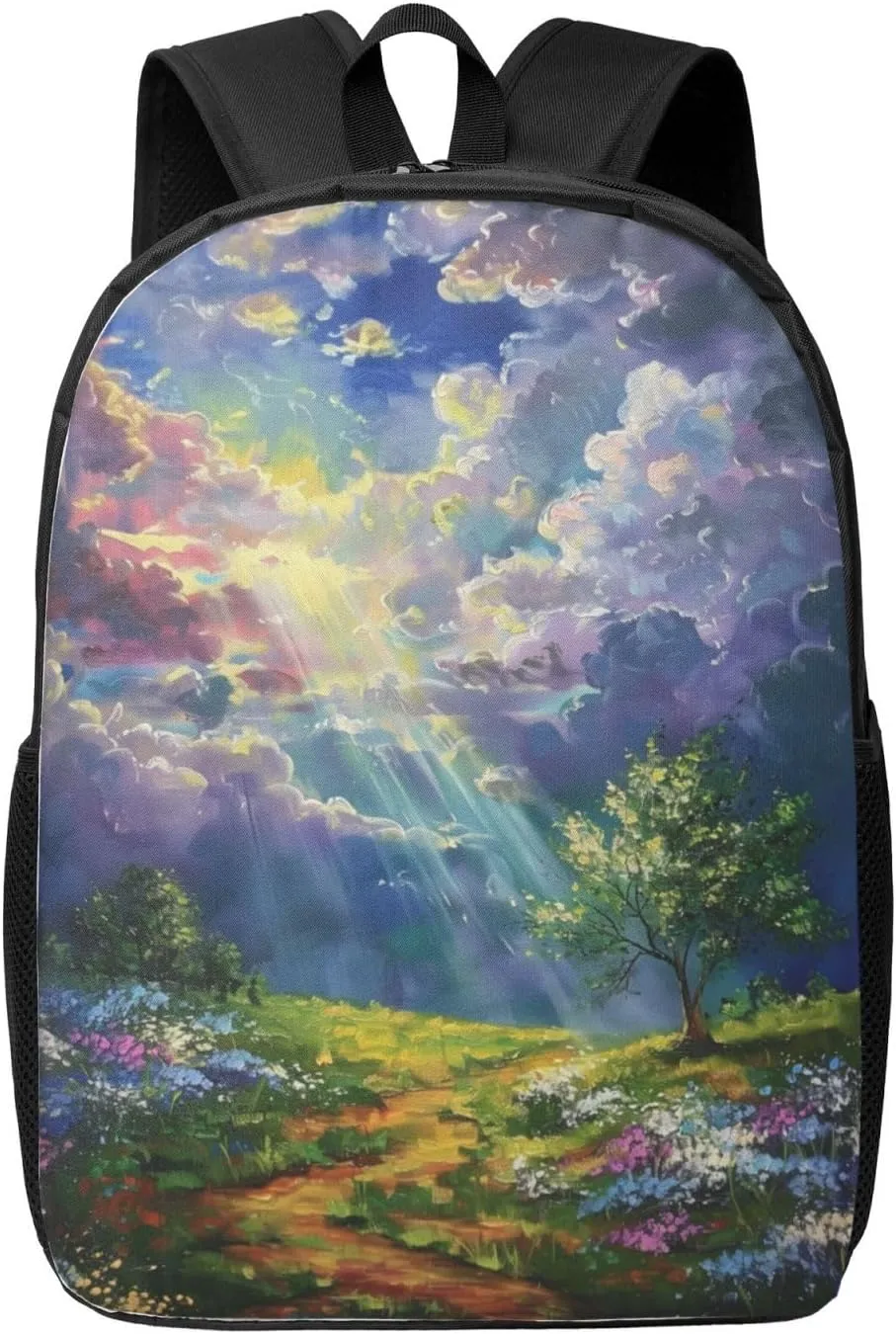 A beam of light illuminates print Lightweight Casual Travel Backpack with Laptop Compartments for Women men