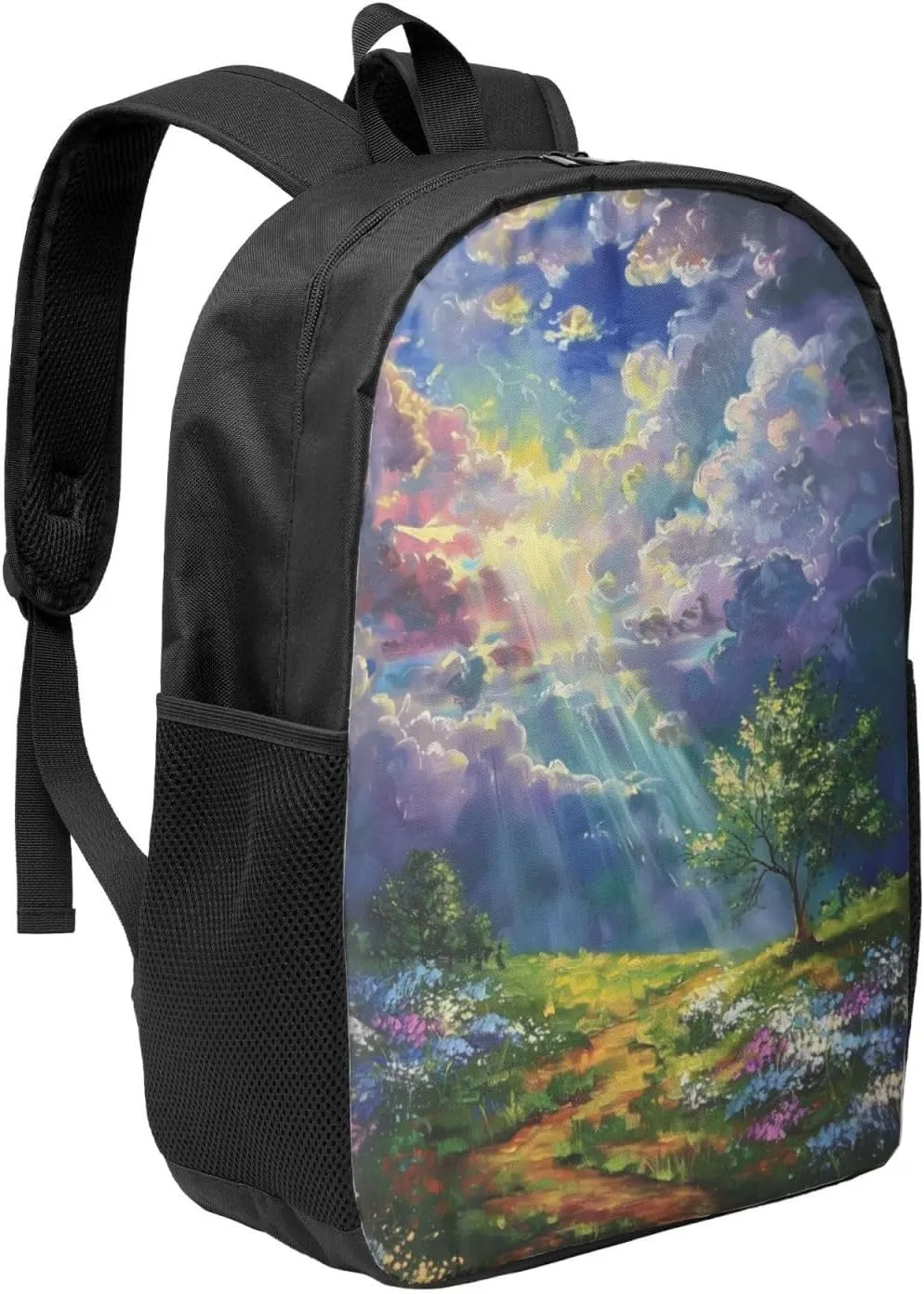 A beam of light illuminates print Lightweight Casual Travel Backpack with Laptop Compartments for Women men