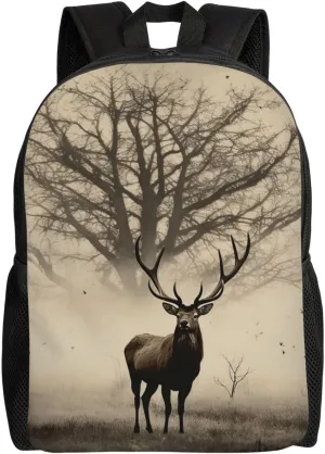 Abstract Tree Elk Picture Cute Backpack Waterproof Lightweight Laptop Backpack Shoulder Bag Casual Daypack For Women Men