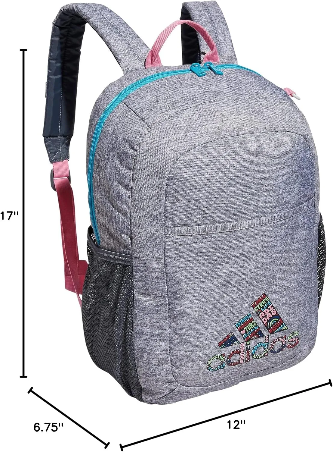 adidas Ready Backpack Discontinued, Jersey Grey/Signal Cyan Blue/Bliss Pink, One Size