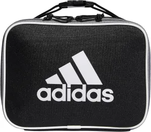 adidas Unisex Foundation Insulated Lunch Bag (6L) Food Container Carry Box for Kids/Adults, Black/White, One Size