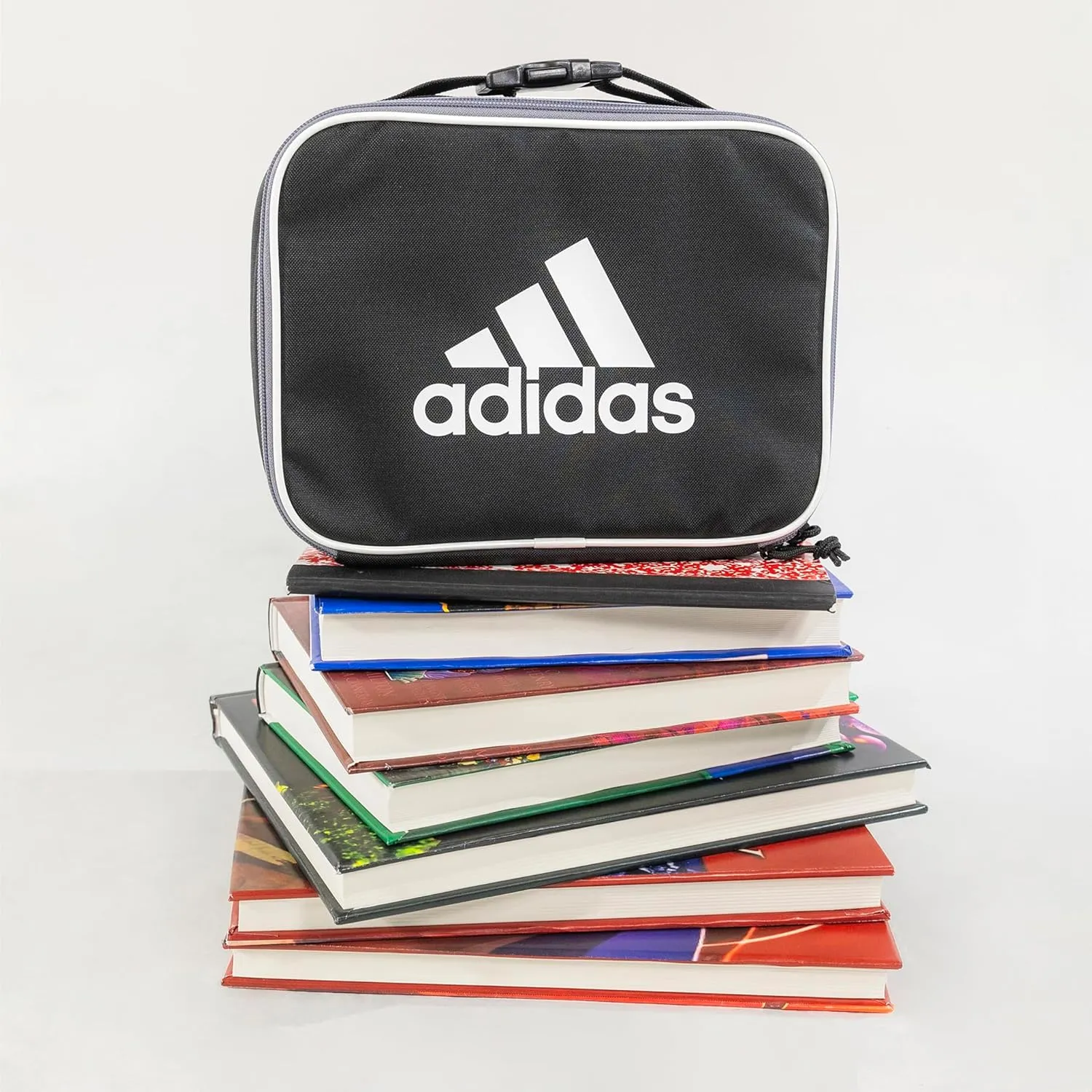 adidas Unisex Foundation Insulated Lunch Bag (6L) Food Container Carry Box for Kids/Adults, Black/White, One Size