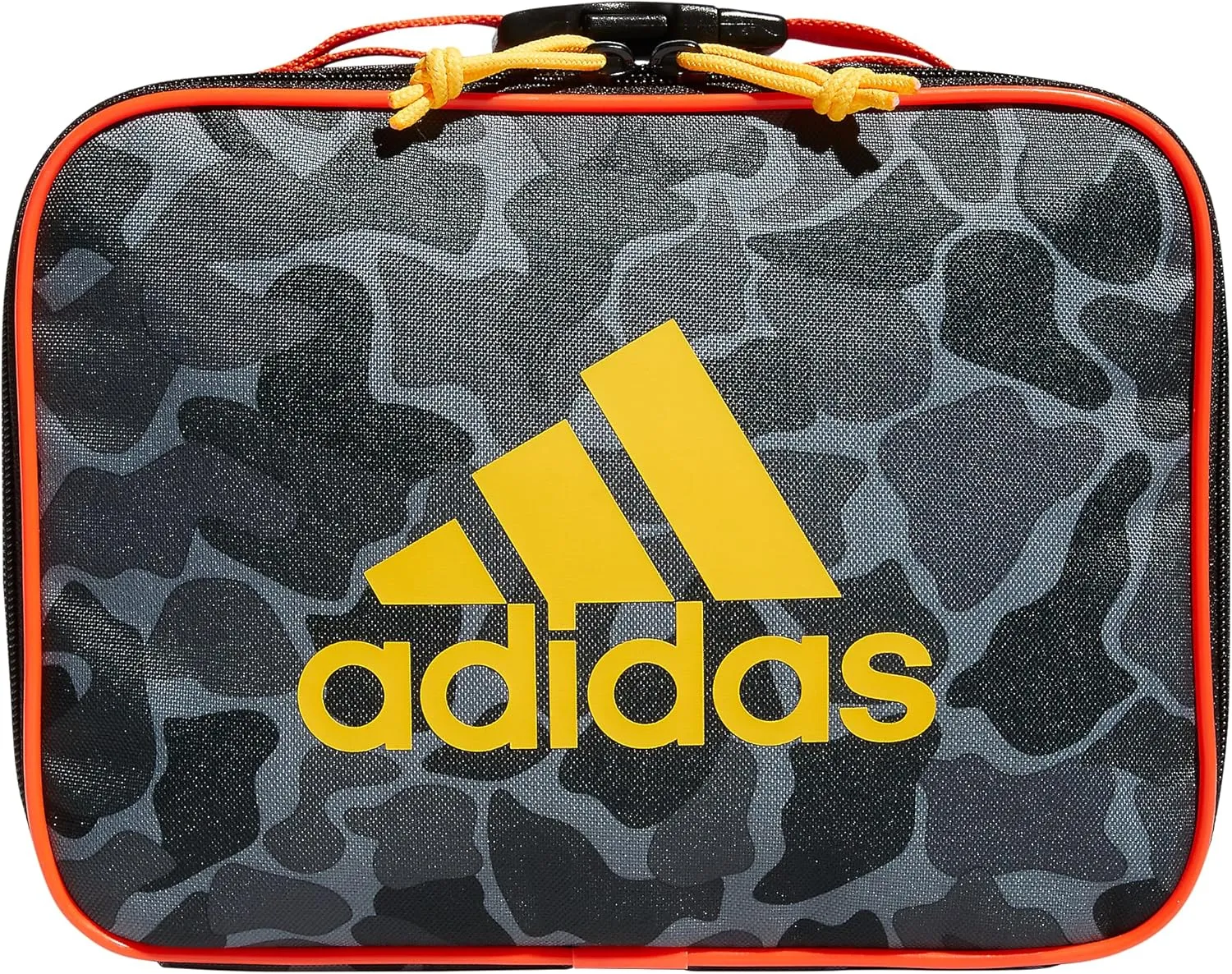 adidas Unisex Foundation Insulated Lunch Bag (6L) Food Container Carry Box for Kids/Adults, Nomad Camo Grey/Solar Gold/Solar Red