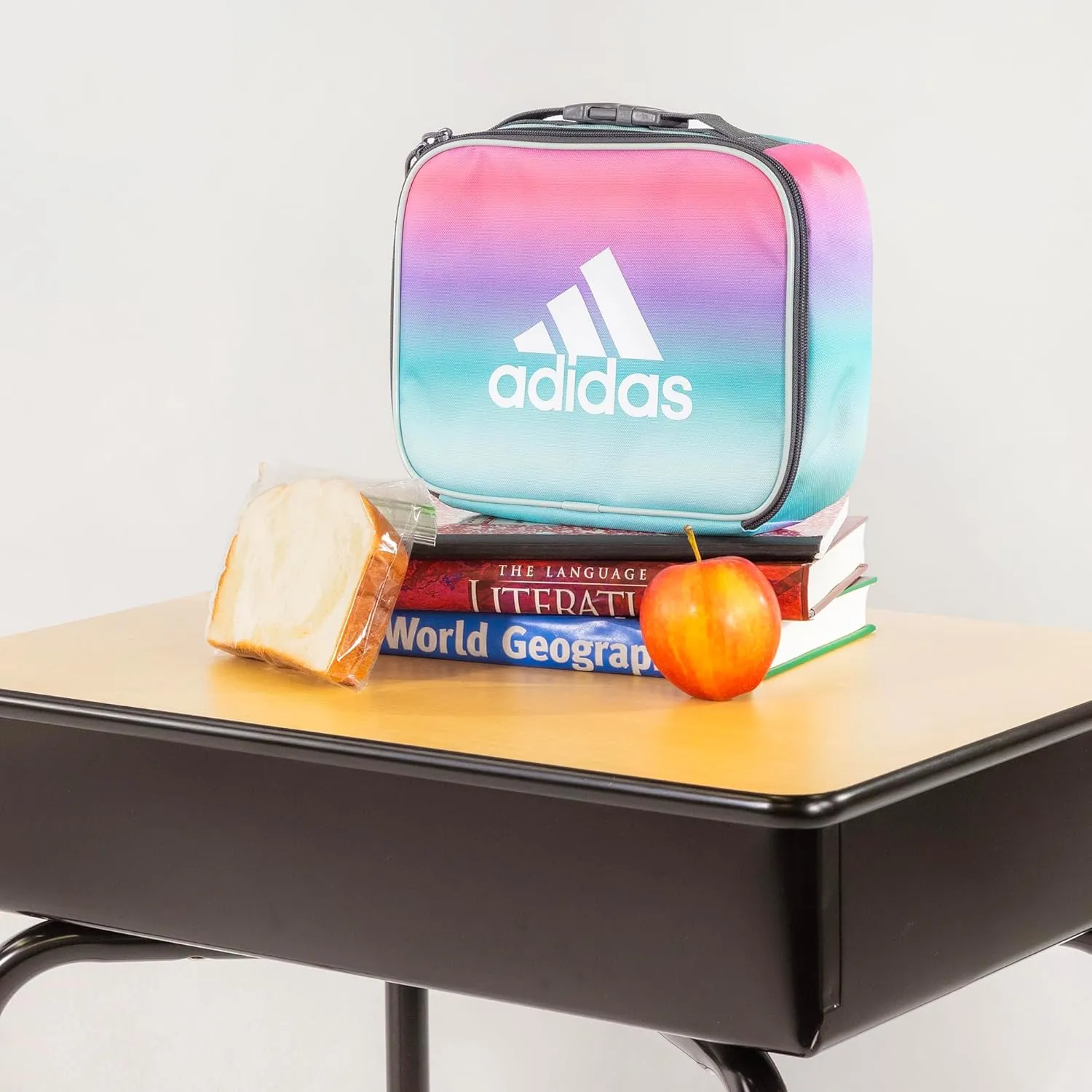 adidas Unisex Foundation Insulated Lunch Bag (6L) Food Container Carry Box for Kids/Adults, Nomad Camo Grey/Solar Gold/Solar Red