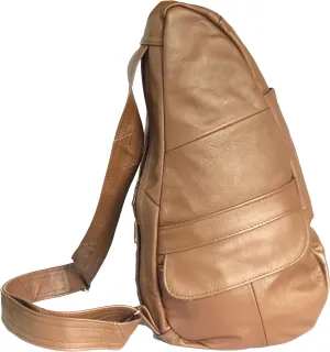 Afonie Unisex Tan Leather Sling Backpack Crossbody Bag