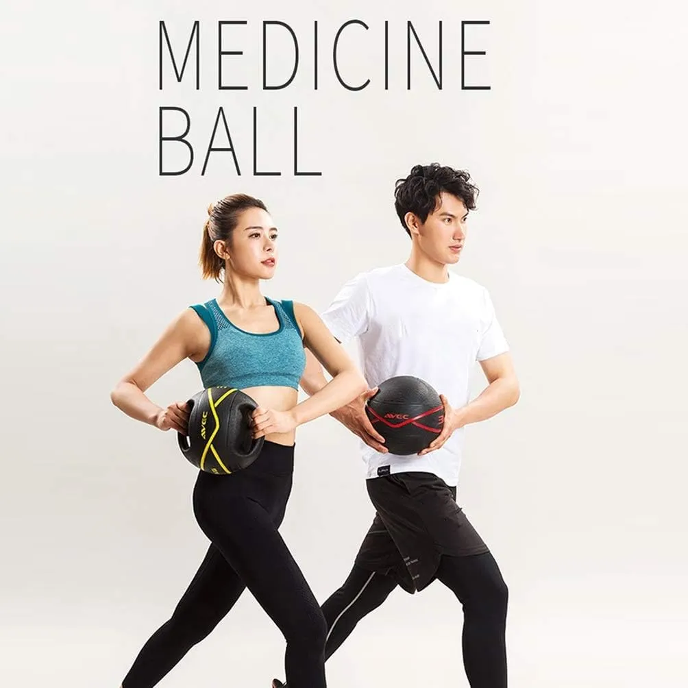 AGYH Binaural, Fitness Rubber Gravity Ball, Weightlifting Squat Boxing Training Solid Ball, with Anti-Leakage Nozzle, Black,3KG/4KG/5KG/6KG/7KG/8KG/9KG/10KG