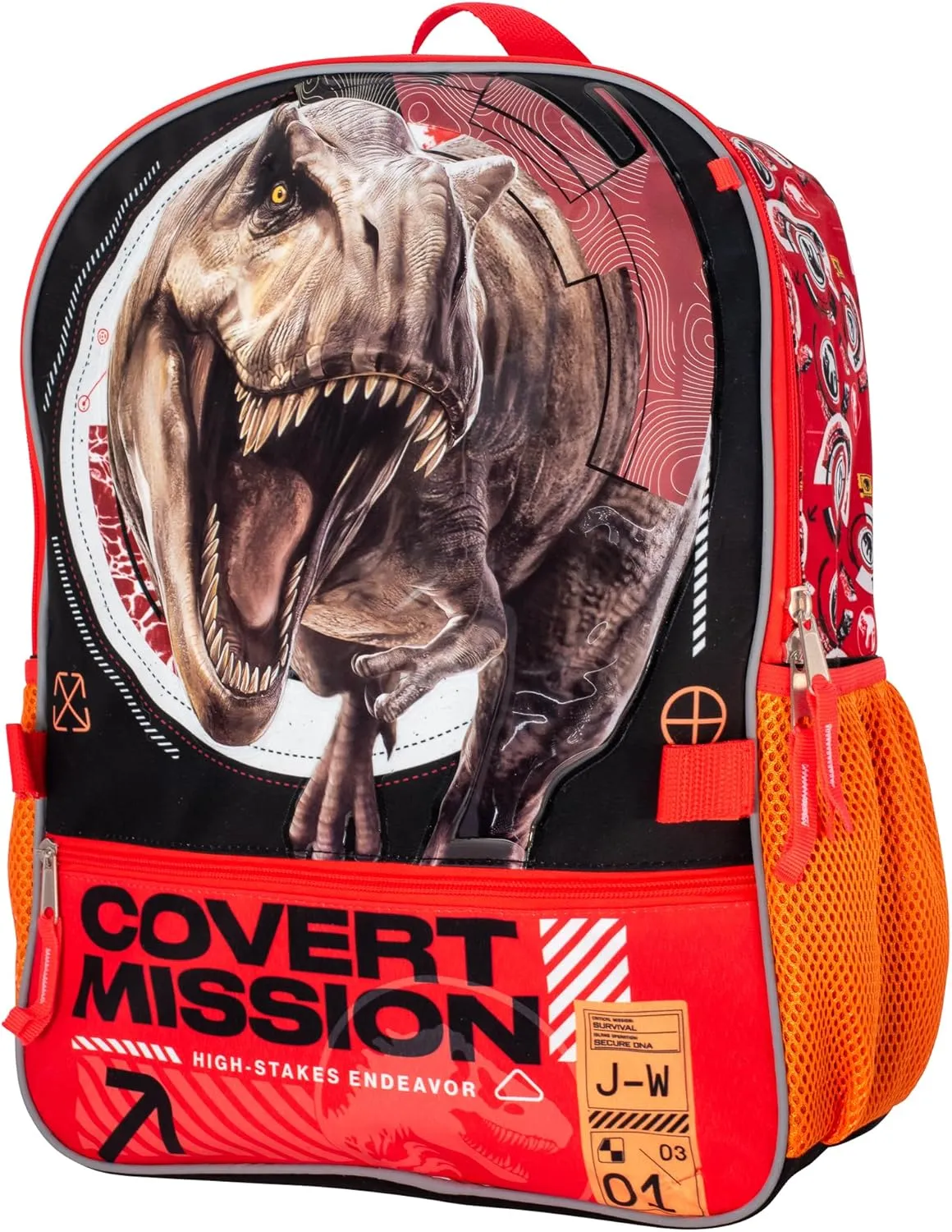 AI ACCESSORY INNOVATIONS Jurassic World 5 PC Backpack Set, Boys Dinosaur School Bag 16” with Front Zip Pocket