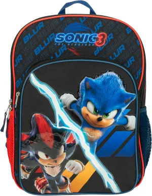 AI ACCESSORY INNOVATIONS Sonic The Hedgehog 3 Movie Backpack for Boys & Girls, Bookbag featuring Sonic & Shadow, Schoolbag with Adjustable Shoulder Straps & Padded Back,16 Inch