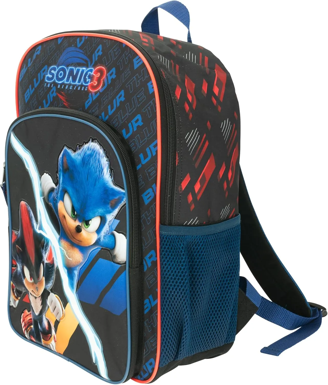 AI ACCESSORY INNOVATIONS Sonic The Hedgehog 3 Movie Backpack for Boys & Girls, Bookbag featuring Sonic & Shadow, Schoolbag with Adjustable Shoulder Straps & Padded Back,16 Inch