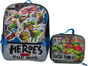 AI ACCESSORY INNOVATIONS Teenage Mutant Ninja Turtles 2 Piece Backpack Set, Boys & Girls 16" School Bag, Blue