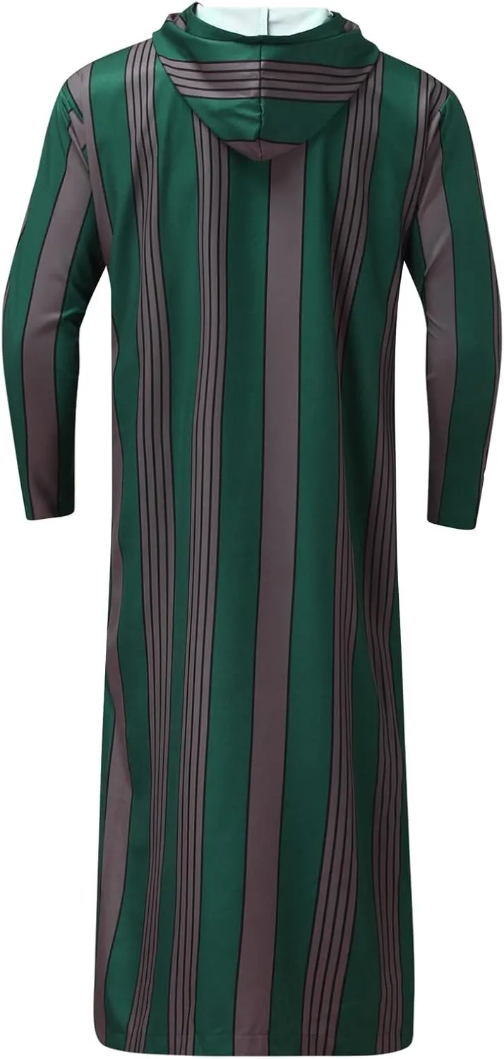 Alalaso Men's Muslim Robes Kaftan Thobe Saudi Arabic Middle East Islamic Robes Breathable Crew Neck Clothing Ramadan Jubbah