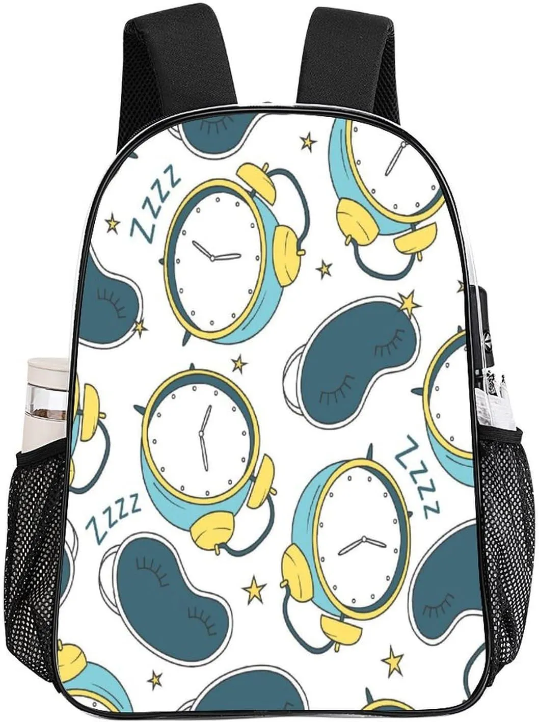 Alarm Clocks Sleep Masks Clear Backpack PVC Water Resistant Funny Pattern Hiking Business Travel Transparent Durable Daypack for Women Men 43x32x13cm