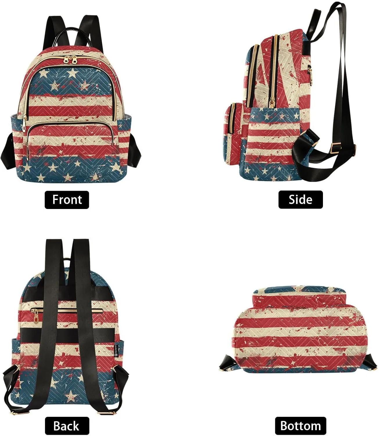 ALAZA 4th Of July American Flag Mini Backpack Purse for Women Travel Bag Lightweight Shoulder Bag Fashion Daypack