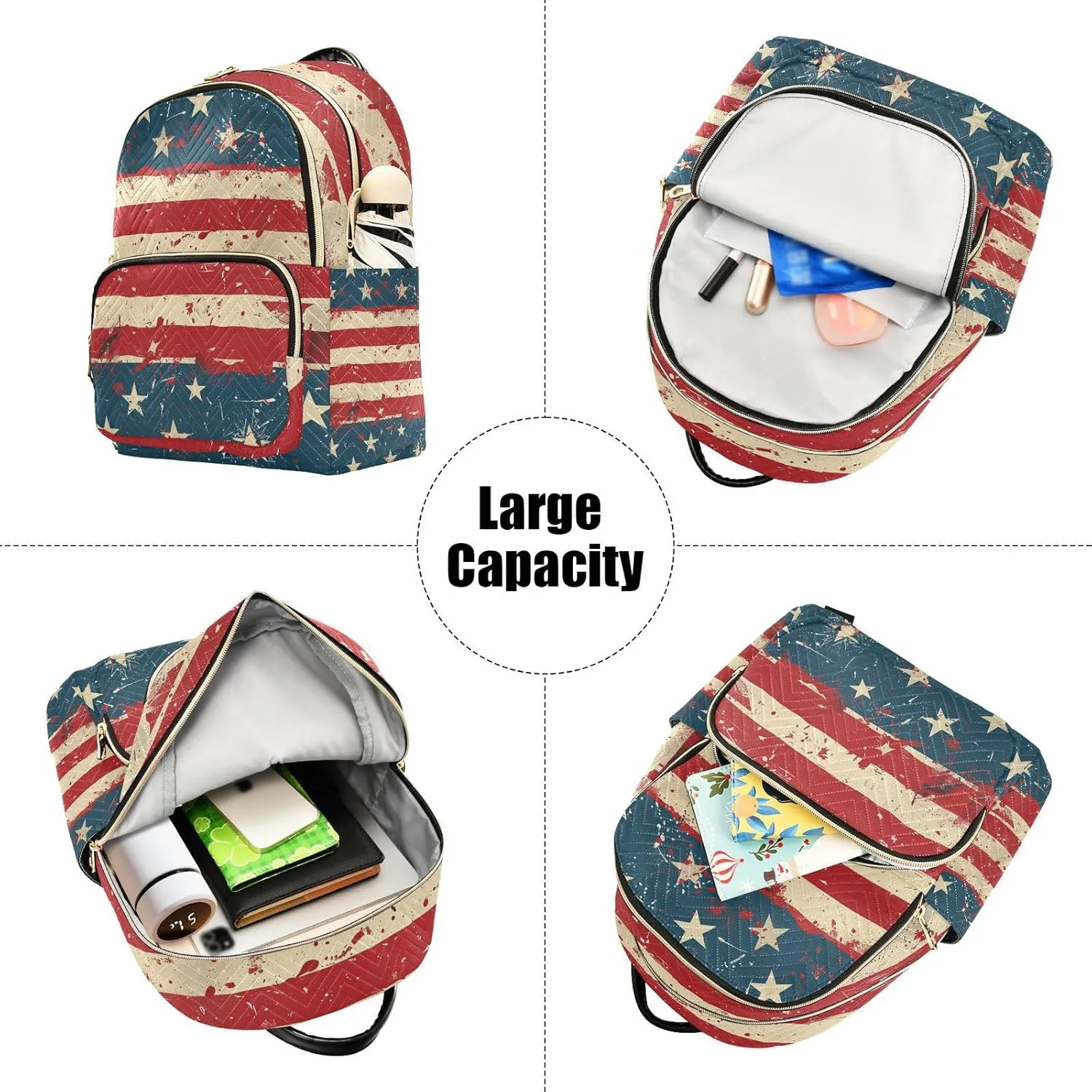 ALAZA 4th Of July American Flag Mini Backpack Purse for Women Travel Bag Lightweight Shoulder Bag Fashion Daypack