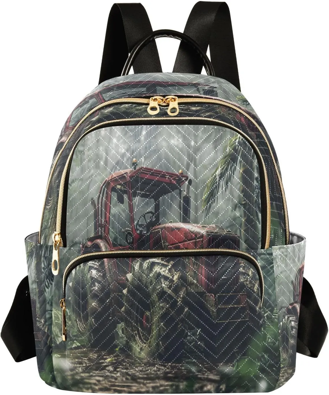 ALAZA A Red Agriculture Tractor Small Backpack Purse for Women Travel Bag Lightweight Shoulder Bag Fashion Daypack