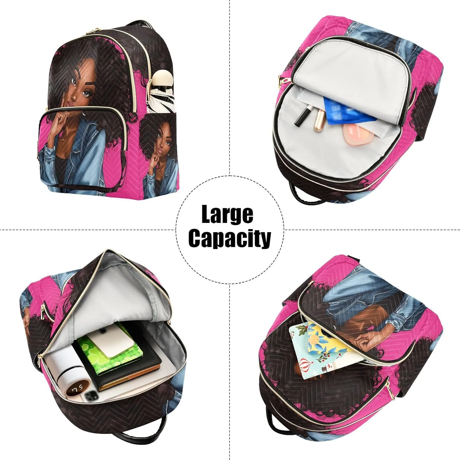 ALAZA Beautiful Black Girl Mini Backpack Purse for Women Travel Bag Lightweight Shoulder Bag Fashion Daypack