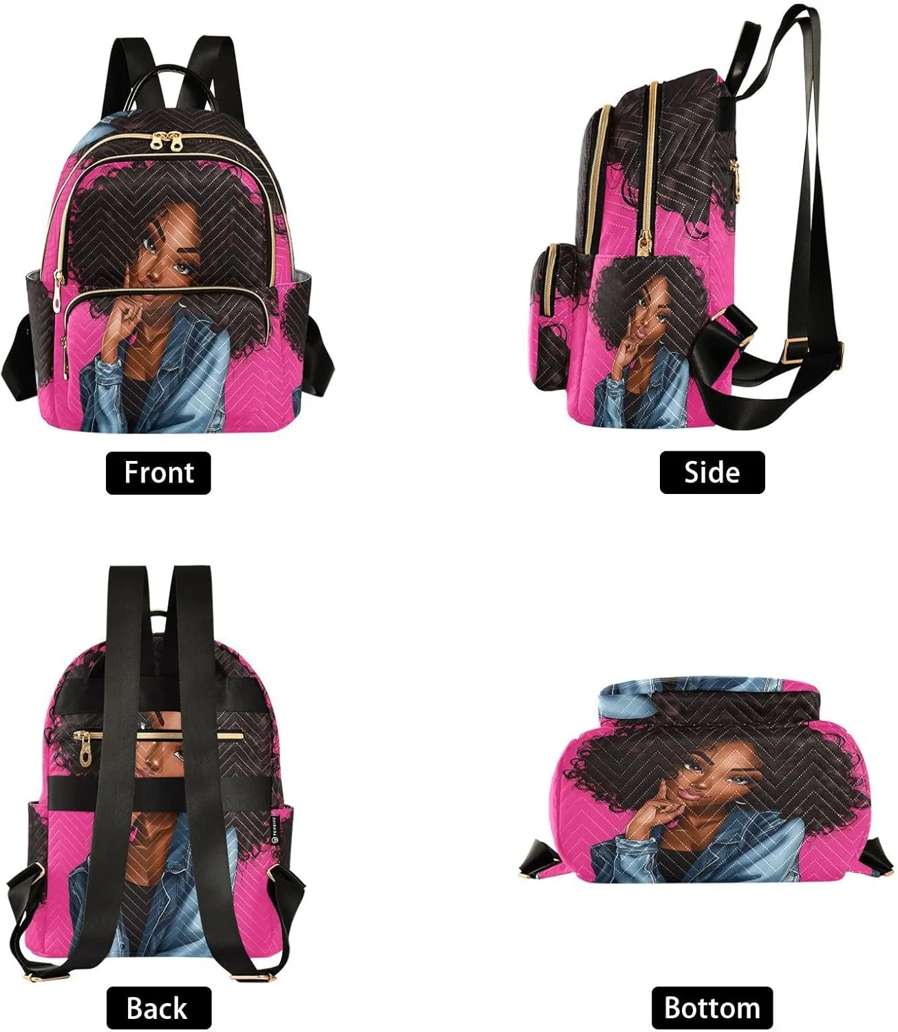 ALAZA Beautiful Black Girl Mini Backpack Purse for Women Travel Bag Lightweight Shoulder Bag Fashion Daypack