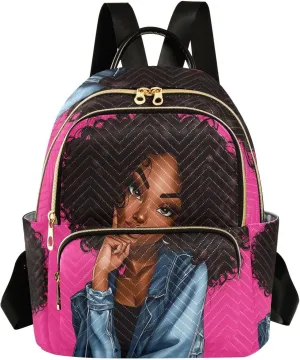 ALAZA Beautiful Black Girl Mini Backpack Purse for Women Travel Bag Lightweight Shoulder Bag Fashion Daypack