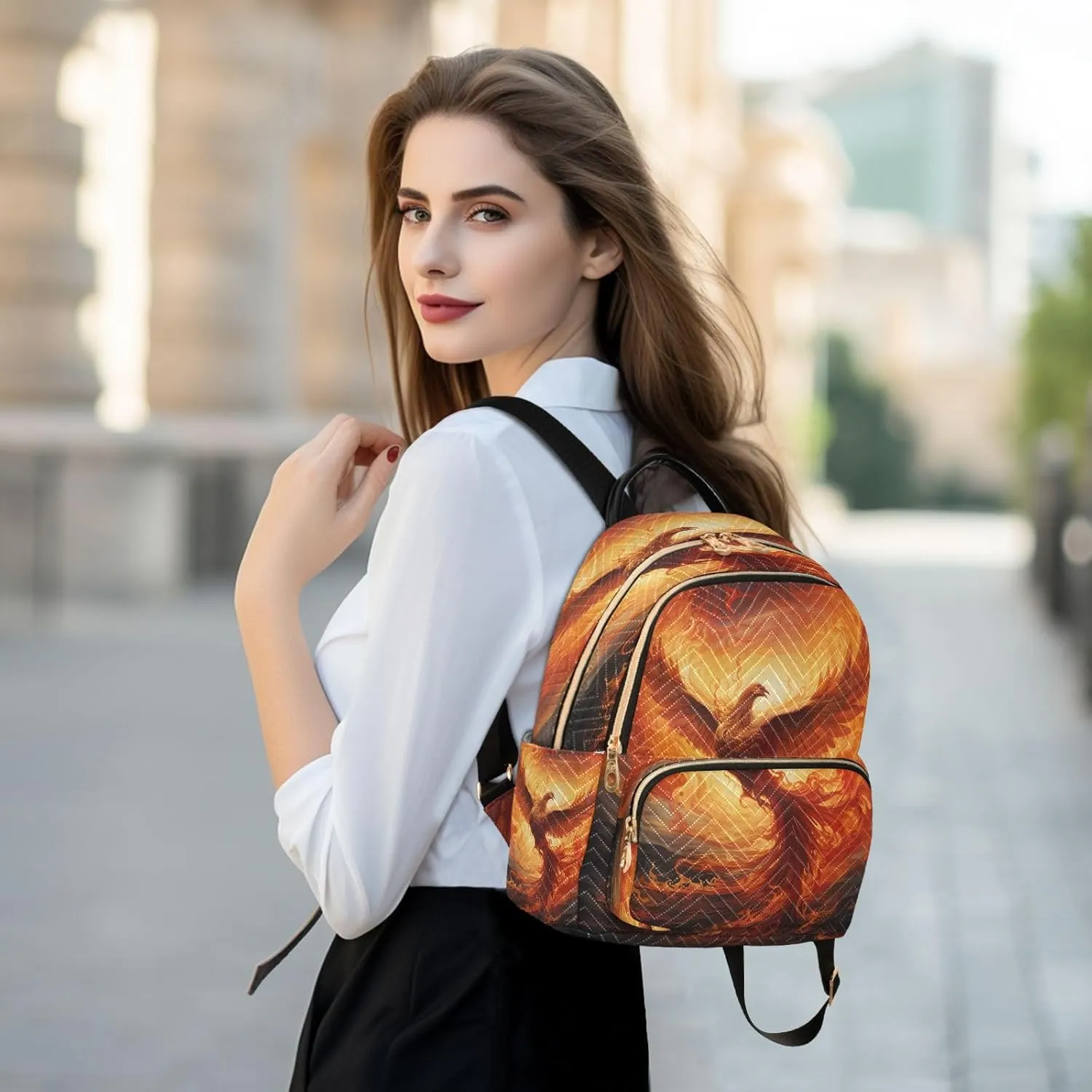 ALAZA Beautiful Phoenix Women Backpack Purse Ladies Fashion Shoulder Bag Daypack Travel Bag 10L