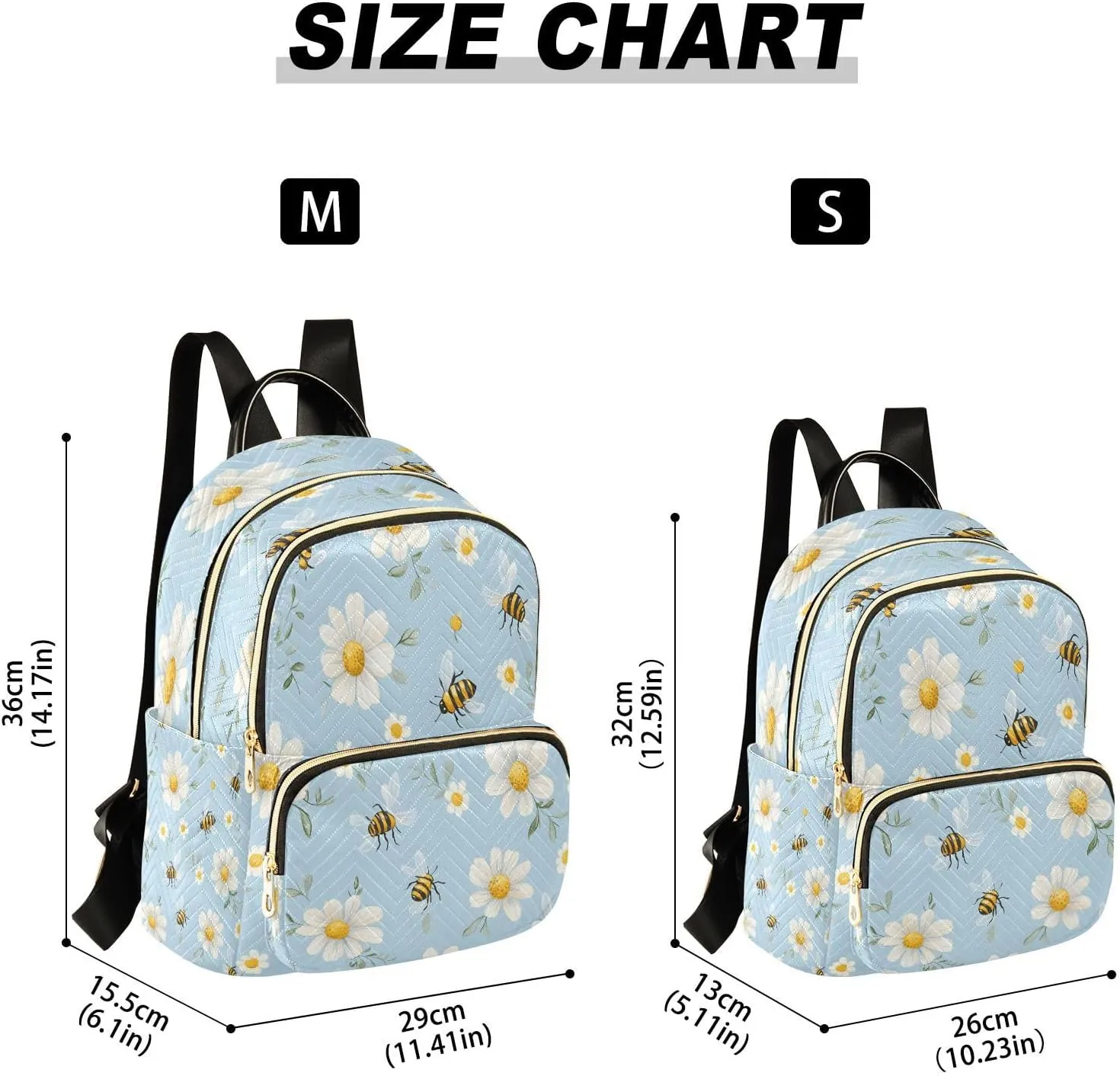 ALAZA Bees White Daisy Flowers03 Mini Backpack Purse for Women Travel Bag Lightweight Shoulder Bag Fashion Daypack01