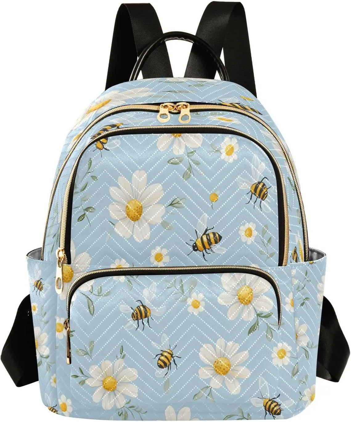 ALAZA Bees White Daisy Flowers03 Mini Backpack Purse for Women Travel Bag Lightweight Shoulder Bag Fashion Daypack01