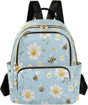 ALAZA Bees White Daisy Flowers03 Mini Backpack Purse for Women Travel Bag Lightweight Shoulder Bag Fashion Daypack01