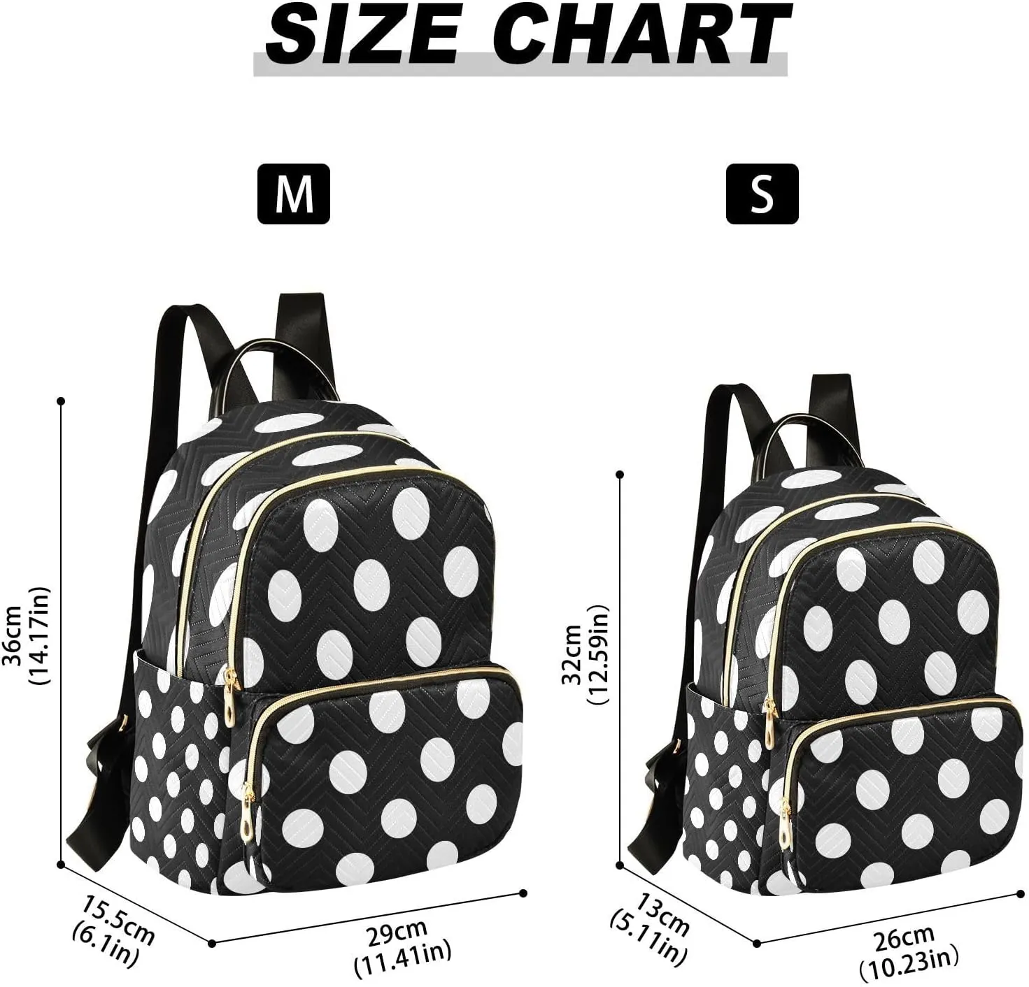 ALAZA Big Polka Dot Black Women Backpack Purse Ladies Fashion Shoulder Bag Daypack Travel Bag 10L