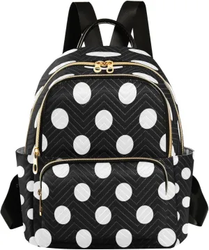 ALAZA Big Polka Dot Black Women Backpack Purse Ladies Fashion Shoulder Bag Daypack Travel Bag 10L