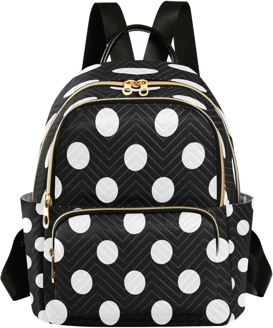 ALAZA Big Polka Dot Black Women Backpack Purse Ladies Fashion Shoulder Bag Daypack Travel Bag 10L