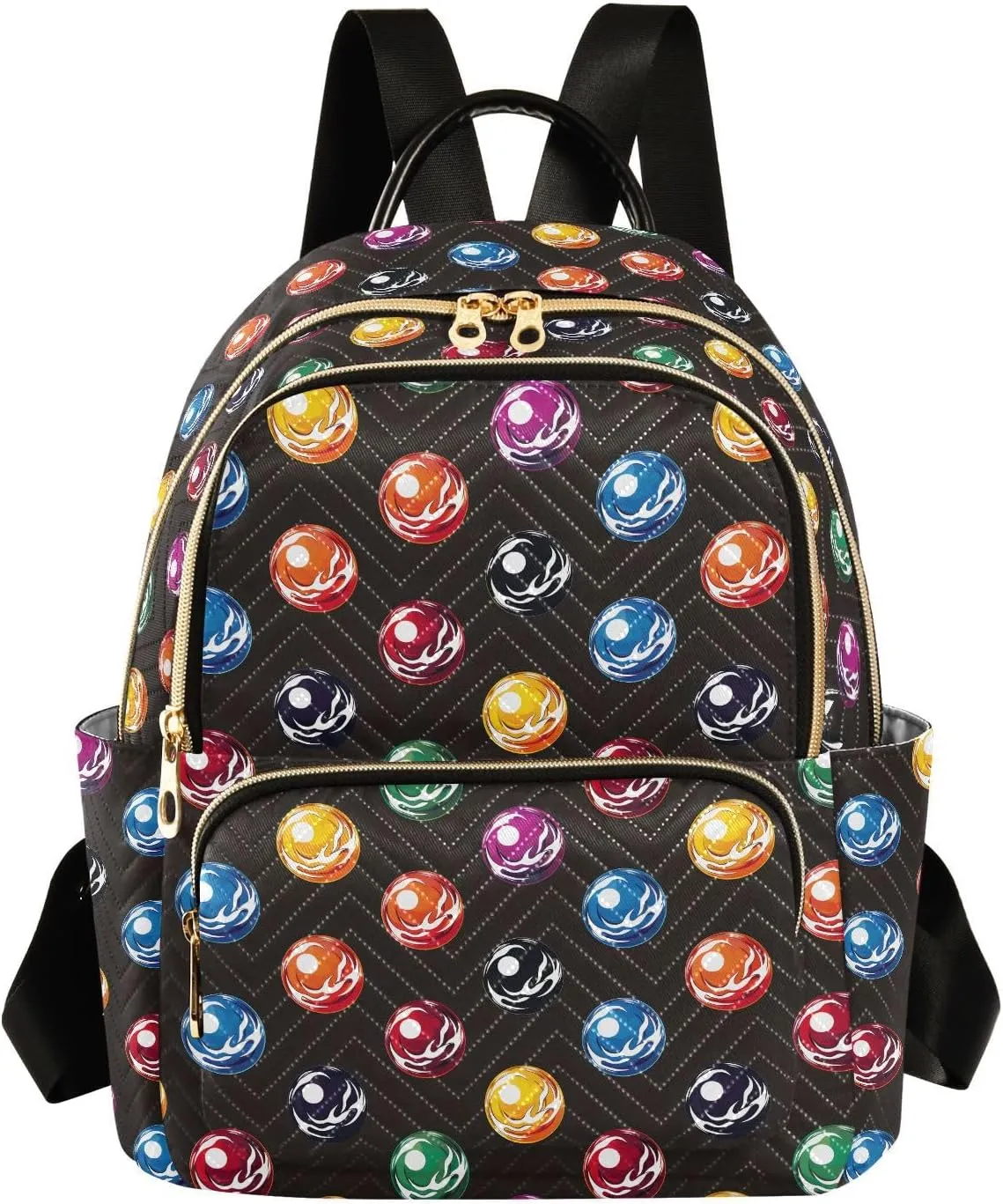 ALAZA Billiards Ball Black Women Backpack Purse Ladies Fashion Shoulder Bag Daypack Travel Bag 7.5L