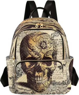 ALAZA Blossom Floral Skull Women Backpack Purse Ladies Fashion Shoulder Bag Daypack Travel Bag 7.5L