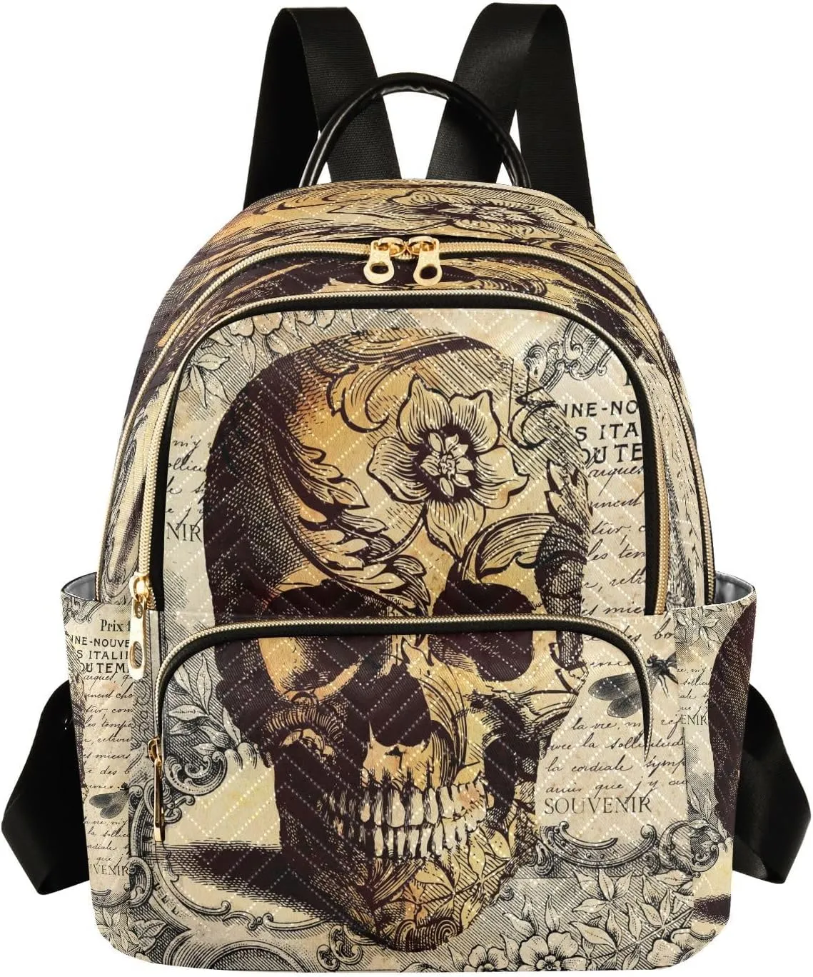 ALAZA Blossom Floral Skull Women Backpack Purse Ladies Fashion Shoulder Bag Daypack Travel Bag 7.5L