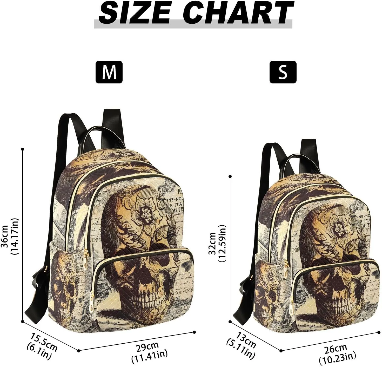 ALAZA Blossom Floral Skull Women Backpack Purse Ladies Fashion Shoulder Bag Daypack Travel Bag 7.5L