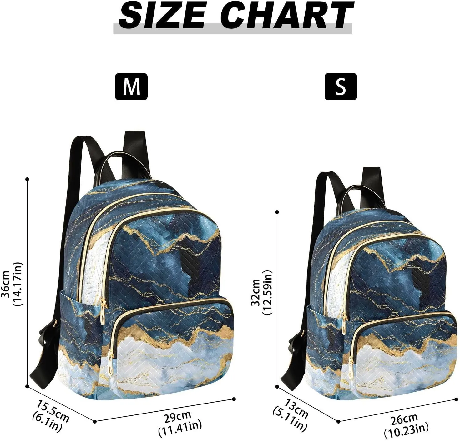 ALAZA Blue Gold Marble Mini Backpack Purse for Women Travel Bag Lightweight Shoulder Bag Fashion Daypack