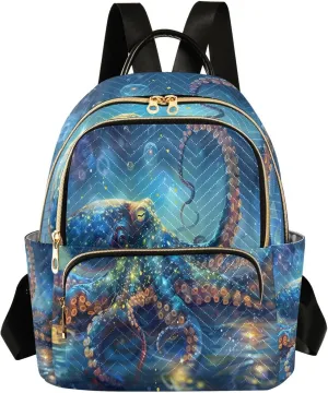 ALAZA Blue Octopus Mini Backpack Purse for Women Travel Bag Lightweight Shoulder Bag Fashion Daypack33