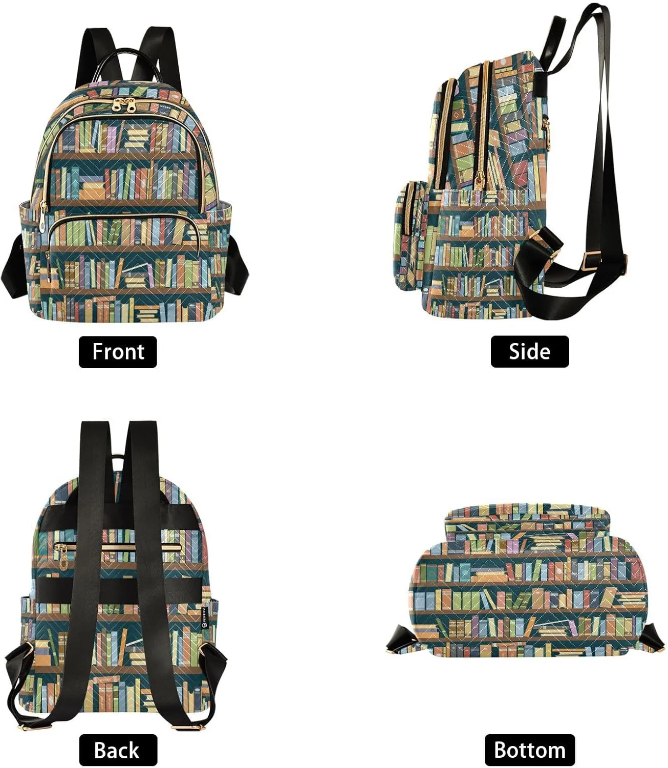 ALAZA Bookshelves Library Women Backpack Purse Ladies Fashion Shoulder Bag Daypack Travel Bag 10L
