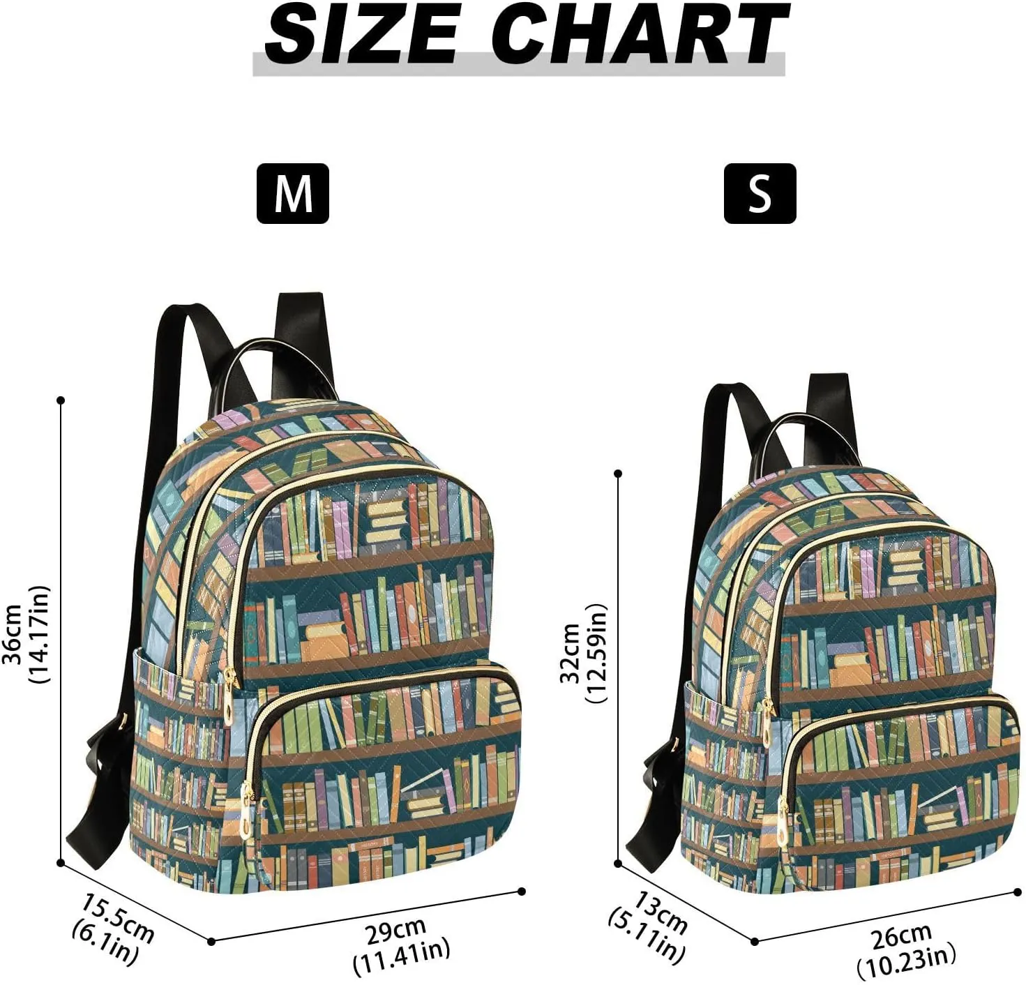 ALAZA Bookshelves Library Women Backpack Purse Ladies Fashion Shoulder Bag Daypack Travel Bag 10L