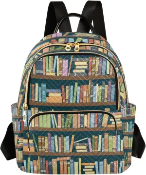 ALAZA Bookshelves Library Women Backpack Purse Ladies Fashion Shoulder Bag Daypack Travel Bag 10L