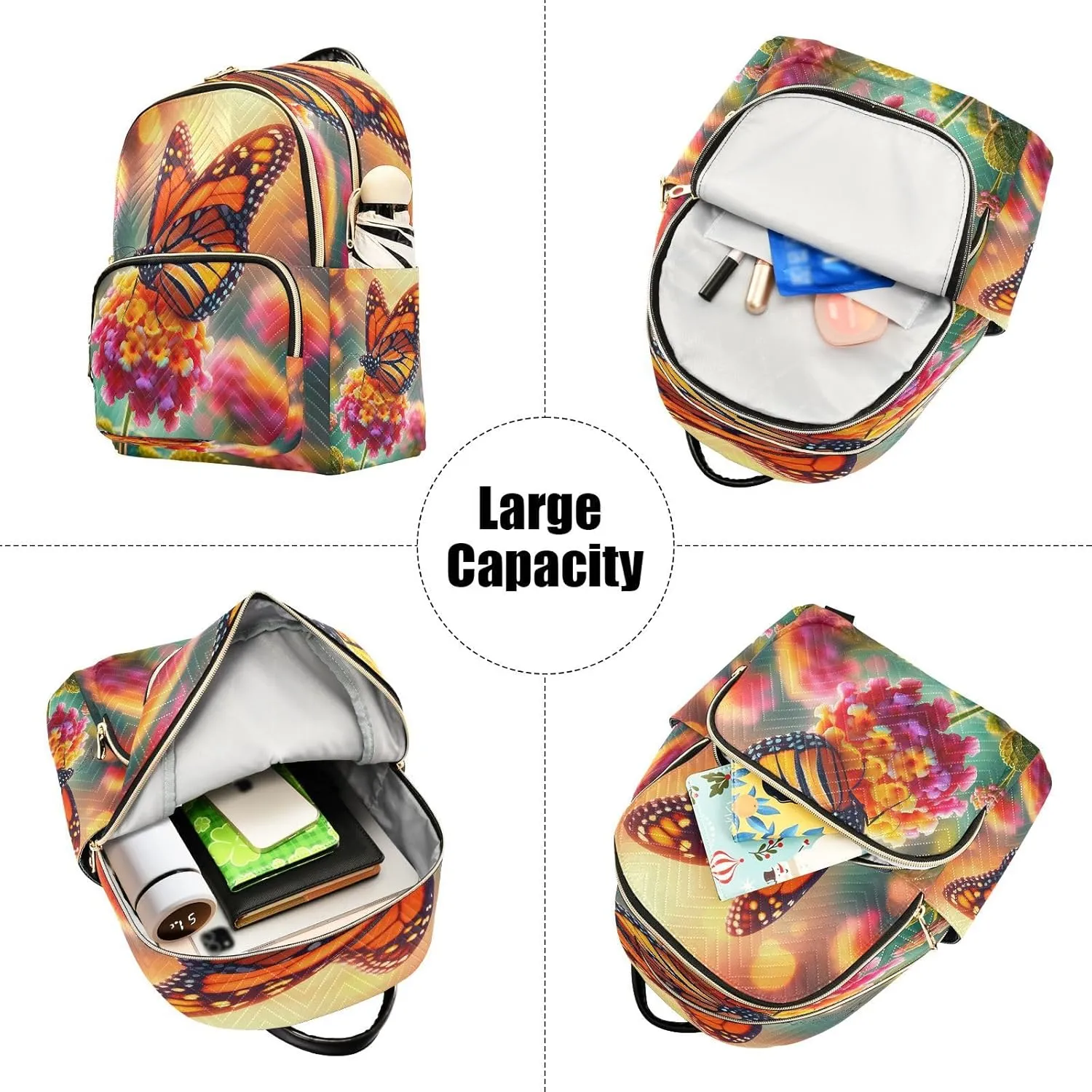 ALAZA Butterfly on Flower Women Backpack Purse Ladies Fashion Shoulder Bag Daypack Travel Bag 10L
