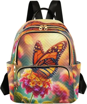 ALAZA Butterfly on Flower Women Backpack Purse Ladies Fashion Shoulder Bag Daypack Travel Bag 10L
