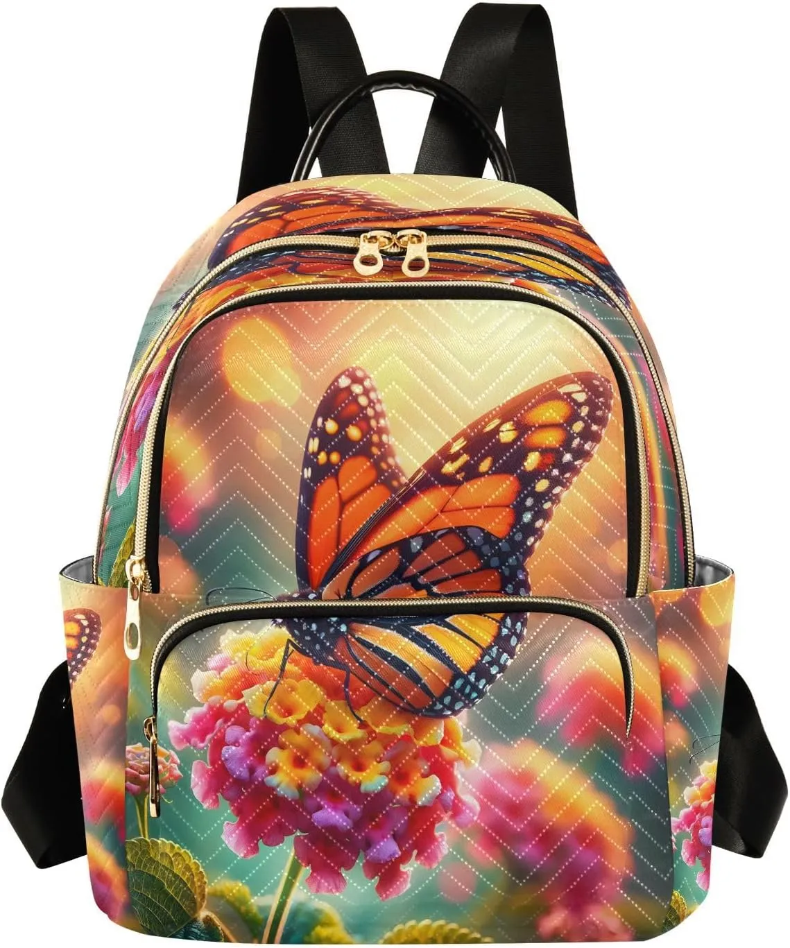ALAZA Butterfly on Flower Women Backpack Purse Ladies Fashion Shoulder Bag Daypack Travel Bag 10L