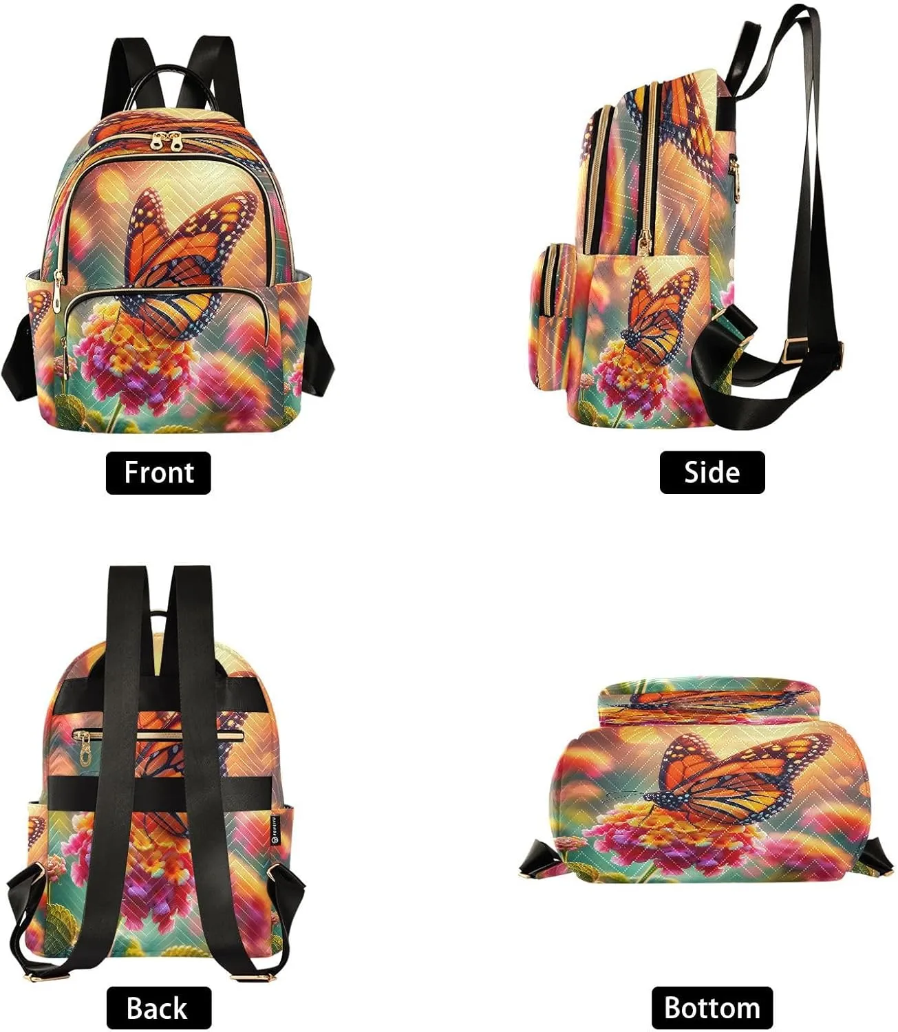ALAZA Butterfly on Flower Women Backpack Purse Ladies Fashion Shoulder Bag Daypack Travel Bag 10L