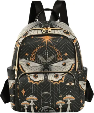 ALAZA Butterfly Sun and Moon Mushroom Small Backpack Purse for Women Travel Bag Lightweight Shoulder Bag Fashion Daypack