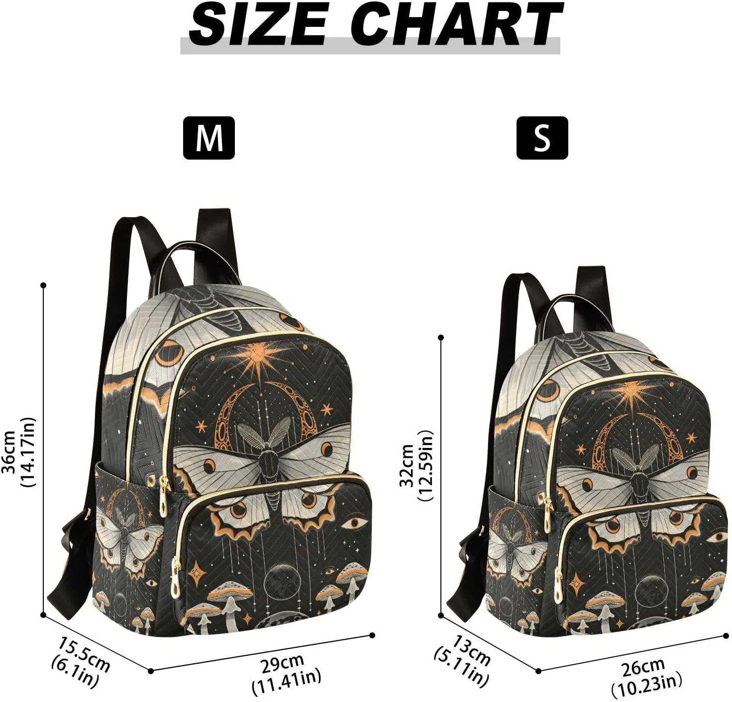 ALAZA Butterfly Sun and Moon Mushroom Small Backpack Purse for Women Travel Bag Lightweight Shoulder Bag Fashion Daypack