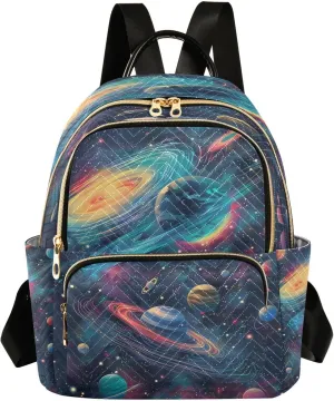 ALAZA Card with Cosmos Space Mini Backpack Purse for Women Travel Bag Lightweight Shoulder Bag Fashion Daypack