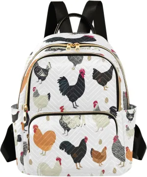 ALAZA Chicken Breeds Seamless Women Backpack Purse Ladies Fashion Shoulder Bag Daypack Travel Bag 7.5L