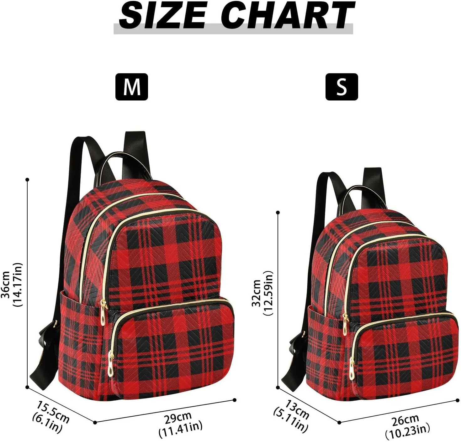 ALAZA Christmas Black Red Check Women Backpack Purse Ladies Fashion Shoulder Bag Daypack Travel Bag 10L