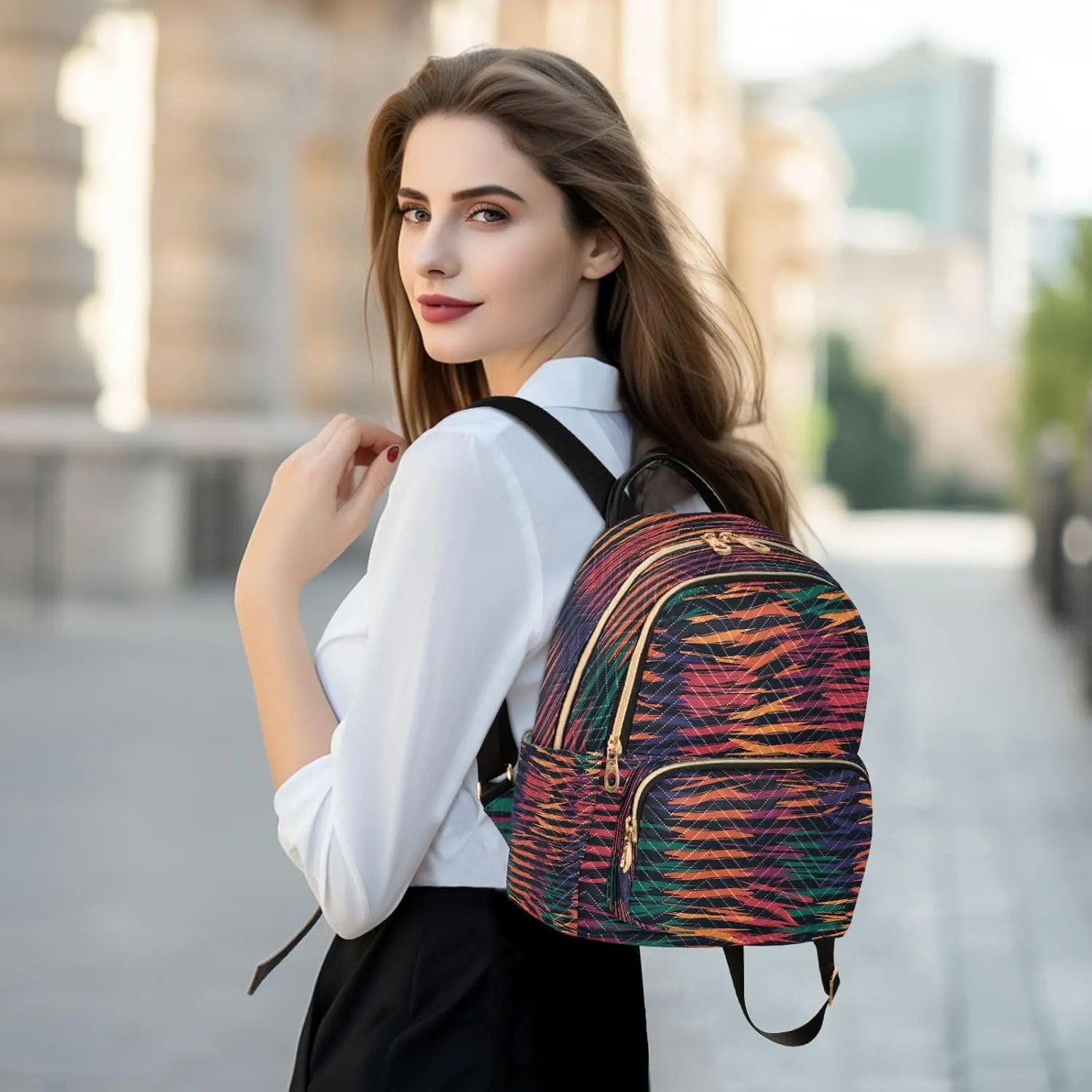 ALAZA Colorful Camouflage Women Backpack Purse Ladies Fashion Shoulder Bag Daypack Travel Bag 7.5L